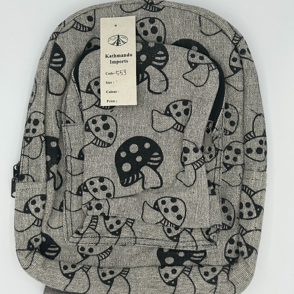 Grey & Black Mushroom Print Bag